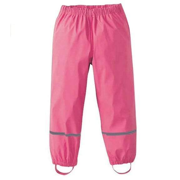 Children Boys Girls Rain Pants Reflective Stripe Waterproof Windproof Elastic Waist Rain Wear For Outdoor Activities,Hot Pink,110-116