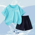 thumbnail image 1 of Children Boys Girls Sports Suit Summer Outfit Short Sleeved Shirt Breathable Shorts Two-piece Set for Kids, 1 of 7
