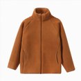 thumbnail image 1 of Children Boys Girls Winter Windproof Solid Zipper Coat Jacket Kids Warm Fleece Outerwear Jacket,Fleece Zip Jacket 6-7 Years, 1 of 6