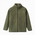thumbnail image 1 of Children Boys Winter Windproof Solid Zipper Coat Jacket Kids Warm Fleece Outerwear Jacket,Fleece Zip Jacket 9-10 Years, 1 of 6