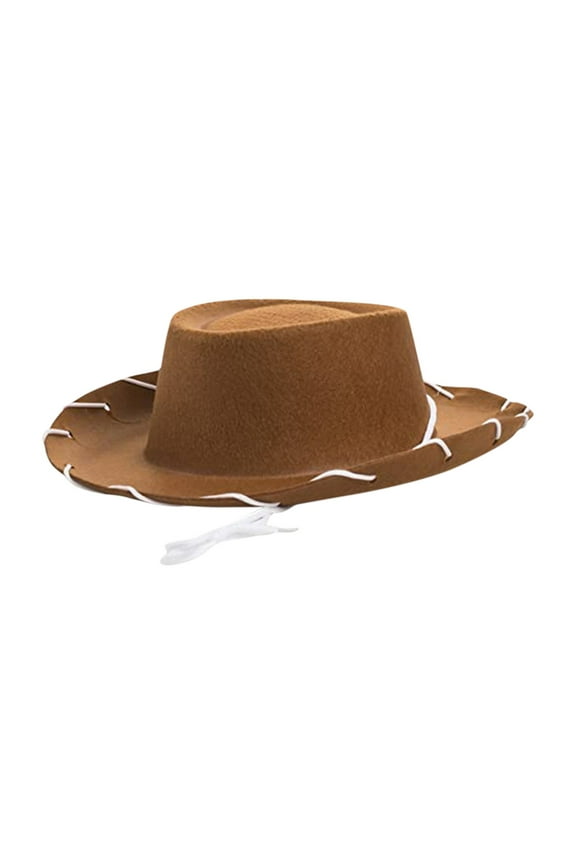 Children Brown Red Felt Woody Cowboy Hat Adjustable Western Big Brimmed Cowboy