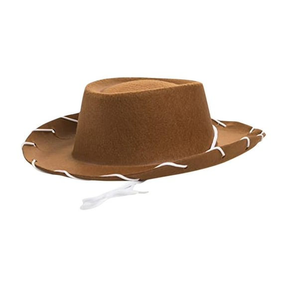 Children Brown Red Felt Woody Cowboy Hat Adjustable Western Big Brimmed Rope Wearing Cowboy Party Hat Non Woven Fabric With Rope Wide Hat