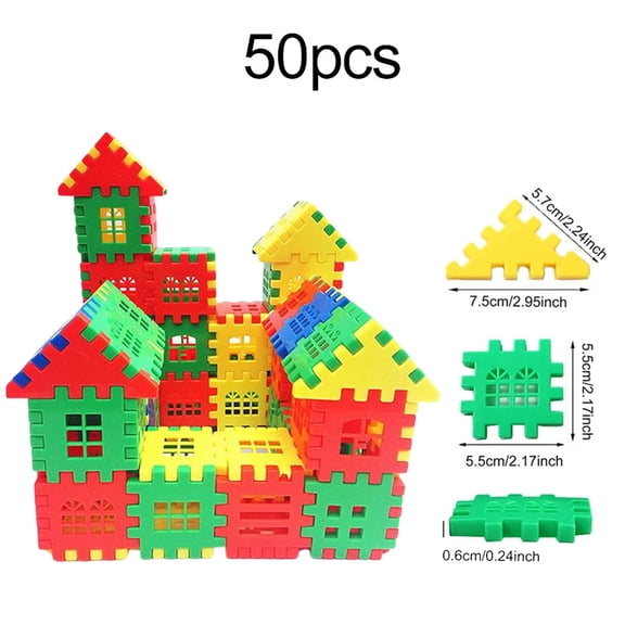 Children Building Houses Plastic Building Blocks Assembling Toys Puzzle Large Particle Blocks Wall And Window Models TMZ