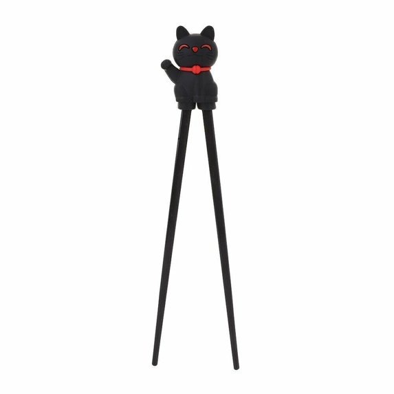 Children Caimao Doll Kids Helper Flatware Cute Cat Practice chopsticks Training Chopsticks BLACK