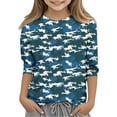 thumbnail image 1 of Children Camouflage Pattern 3/4 Sleeve Round Neck Tee Breathable Polyester Casual Top for Active Boys Girls Children Camo Tee, 1 of 6