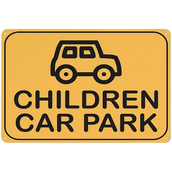 Children Car Park Reflective Aluminum Metal Warning Signage 8"x12" - With Symbol, Indoor Outdoor Use