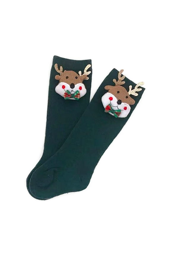 Children Christmas Stockings Cartoon Doll Stockings Non Slip Floor Stockings Solid Color Medium Tube Stockings