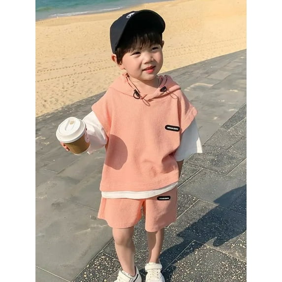 Children Clothing Sets Kids Boys Girls Clothes Short Sleeve Hooded Shirt+short Kid 2Pcs Suit Cotton 2023 Summer Baby Boy Outfit