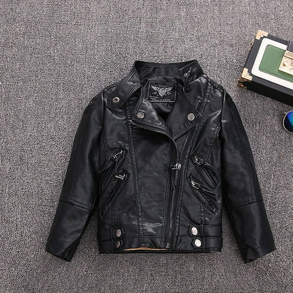 Children Collar Motorcycle Leather Coats Kids Bomber PU Soft Leather Jackets,Kids Girl Spring Pu Leather Jacket Motorcycle Coat For Boy Leather Jacket