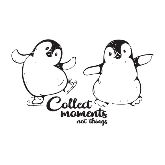 Children Collect Moments Not Things Adventurous Quote Wall Decal Decoration Cute Happy Penguin Fun Silhouette Positive Life Quotes Lasts Years and Easily Removable - Size: 30 In(W) x 18 In(H)