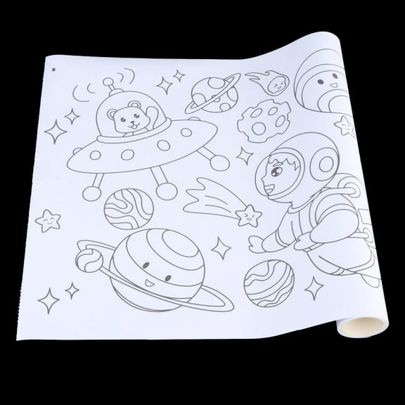 Children Coloring Roll Coloring Paper Roll Kids Nursery Painting Paper Graffiti Drawing Art Paper for Early Educational Kids Crafting Party Outer Space