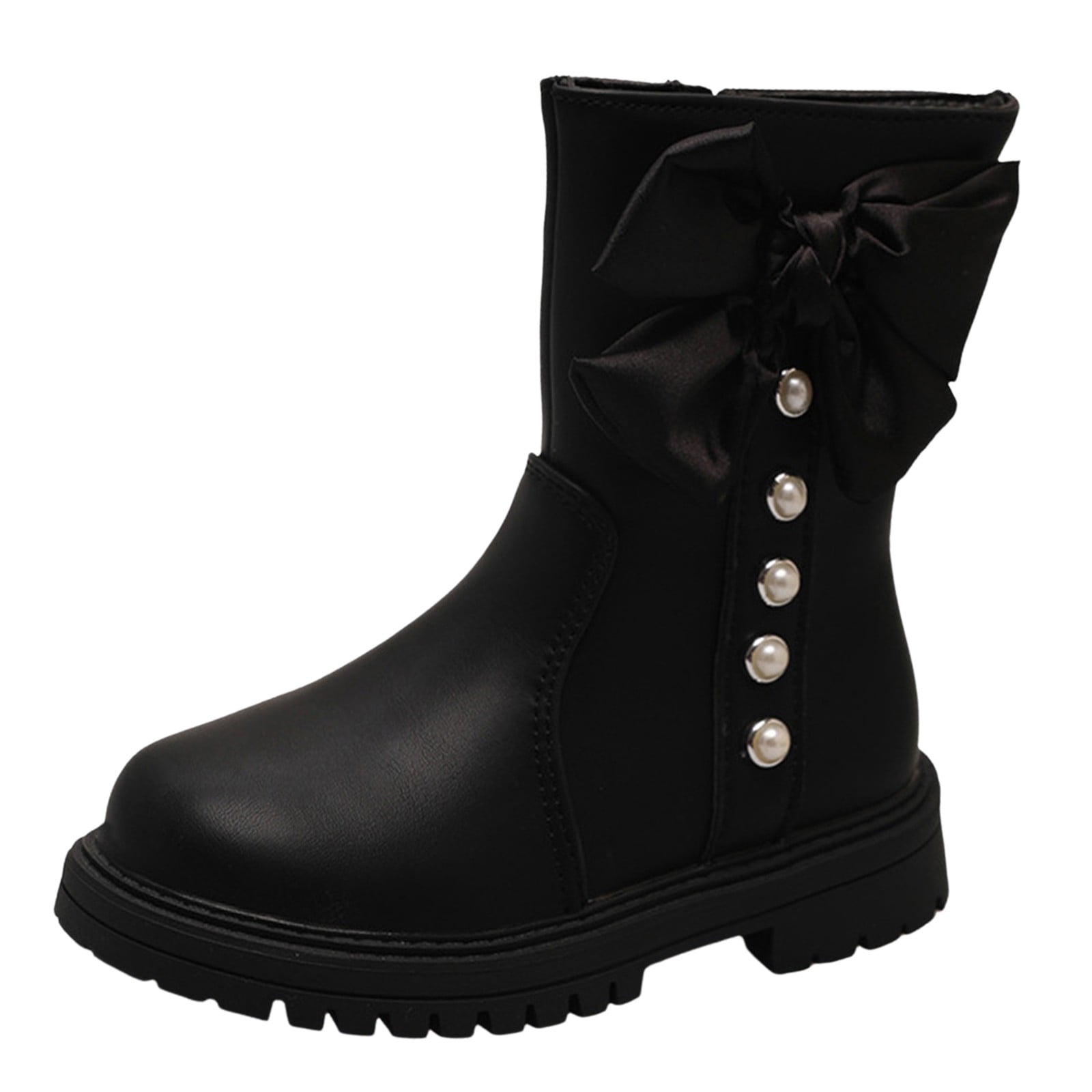 Children Comfortable Thick Soled Mid Length Boots Princess Bow Fashion