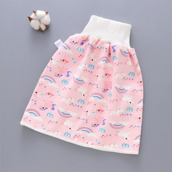 Children Cotton Diaper Skirt for Bed Washable Waterproof Reusable High Waist Diaper Pants Baby Boy Girl Night Time Potty Training L