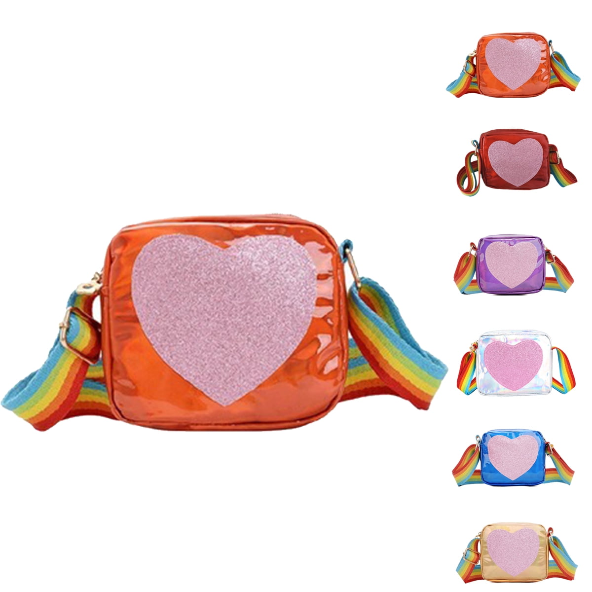 Bangyan Kids Girls Shoulder Bag Heart Shape Crossbody Messenger Bag-Red, Girl's, Size: 13*11*5cm
