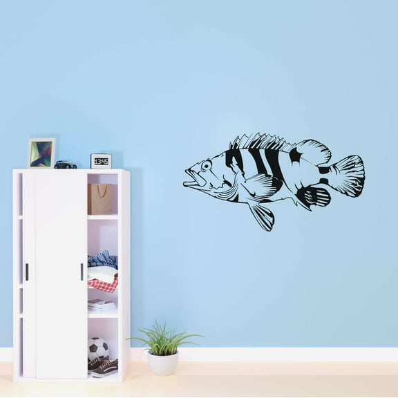 Children Cute Animal Wall Decal Decoration Cute Fish Design Vinyl Wall Decal for Kids Room Lasts Years and Easily Removable - Size: 20 In(W) x 10 In(H)