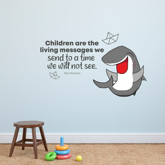 Children Cute Shark Life Quote Cartoon Quotes Decors Wall Sticker Art Design Decal for Girls Boys Kids Room Bedroom Nursery Kindergarten Home Decor Stickers Wall Art Vinyl Decoration (27x30 inch)
