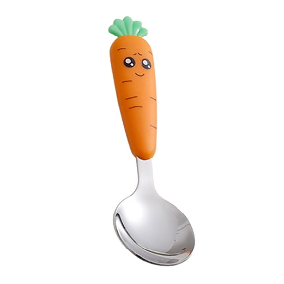 Children Cutlery Cartoon Fork Head Passivation Mirror Reflection Carrot Shape Spoon Fork for Kids