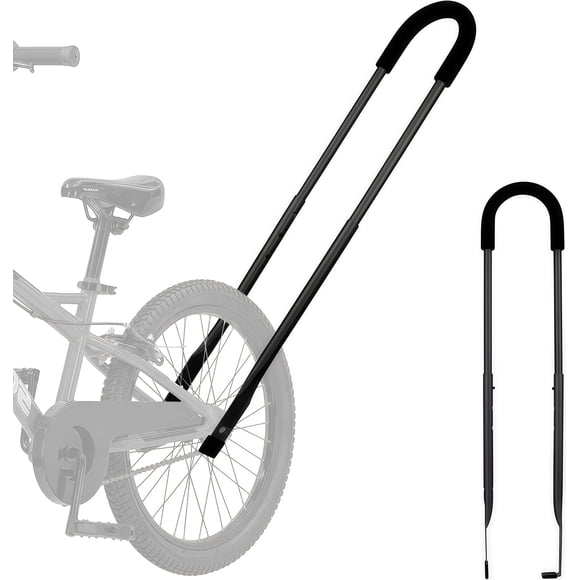 Black Bike Training Push Bar, Adjustable Teenagers Cycling Safety Trainer Handle, Balance Control Handlebar for Teenagers Youths Learning Bike Riding & Outdoor Cycling Training
