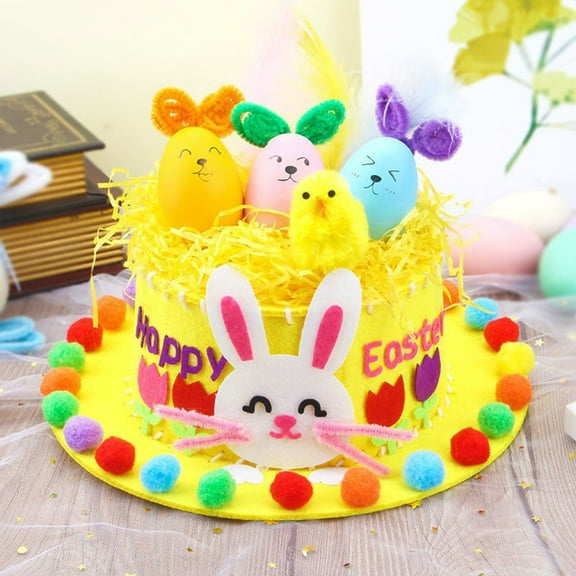 Children DIY Easter Hat Set Decorations Crafts, to Make Your Own Easter Bonnet Game Supplies for Kindergarten