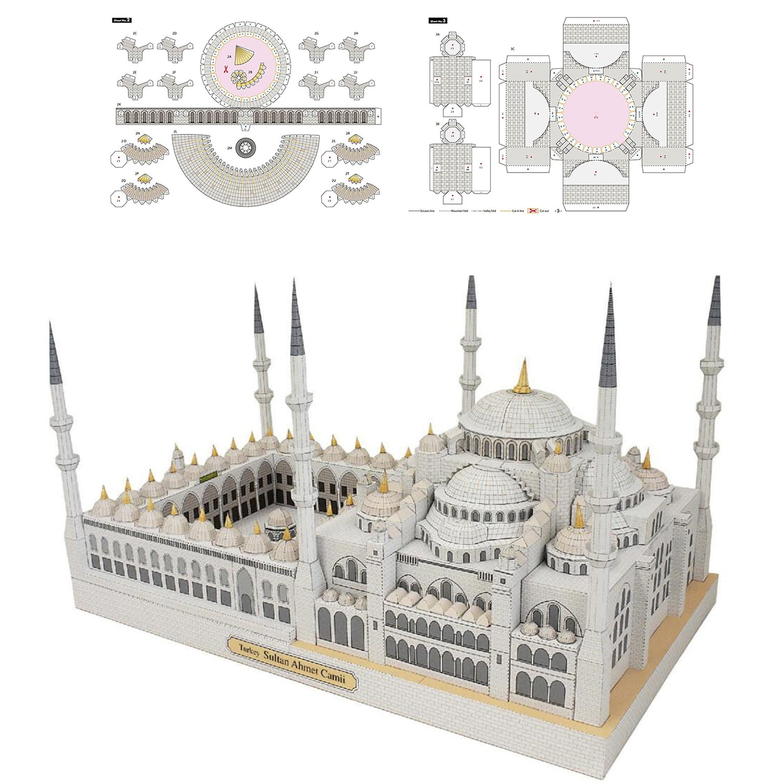 Children DIY Model Kit Collectible Blue Mosque Sudan 3D Paper for ...