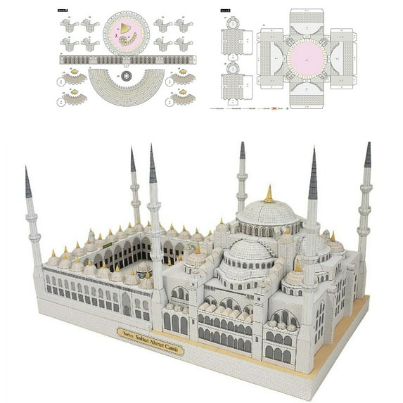 Children DIY Model Kit Collectible Blue Mosque Sudan 3D Paper for Aviation Collectors
