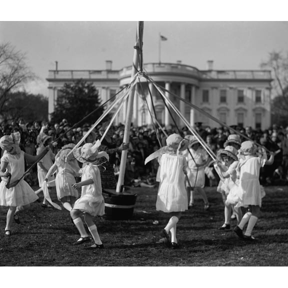 Children Dance Around A Maypole At The White House Easter Celebration On April 1 History (24 x 18)