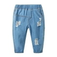 thumbnail image 1 of Children Denim Loose Wide Leg Trousers Fashion Jeans Casual Loose Pants With Pockets,01 Blue,5-6 Years, 1 of 4