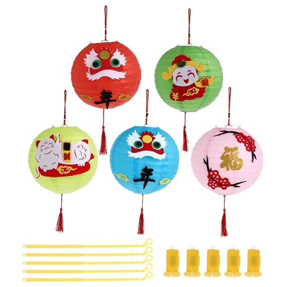 Children Diy Lantern, 5pcs Handheld Lantern Kids Cartoon Lantern Festive Lantern Kindergarten Decor Random Style