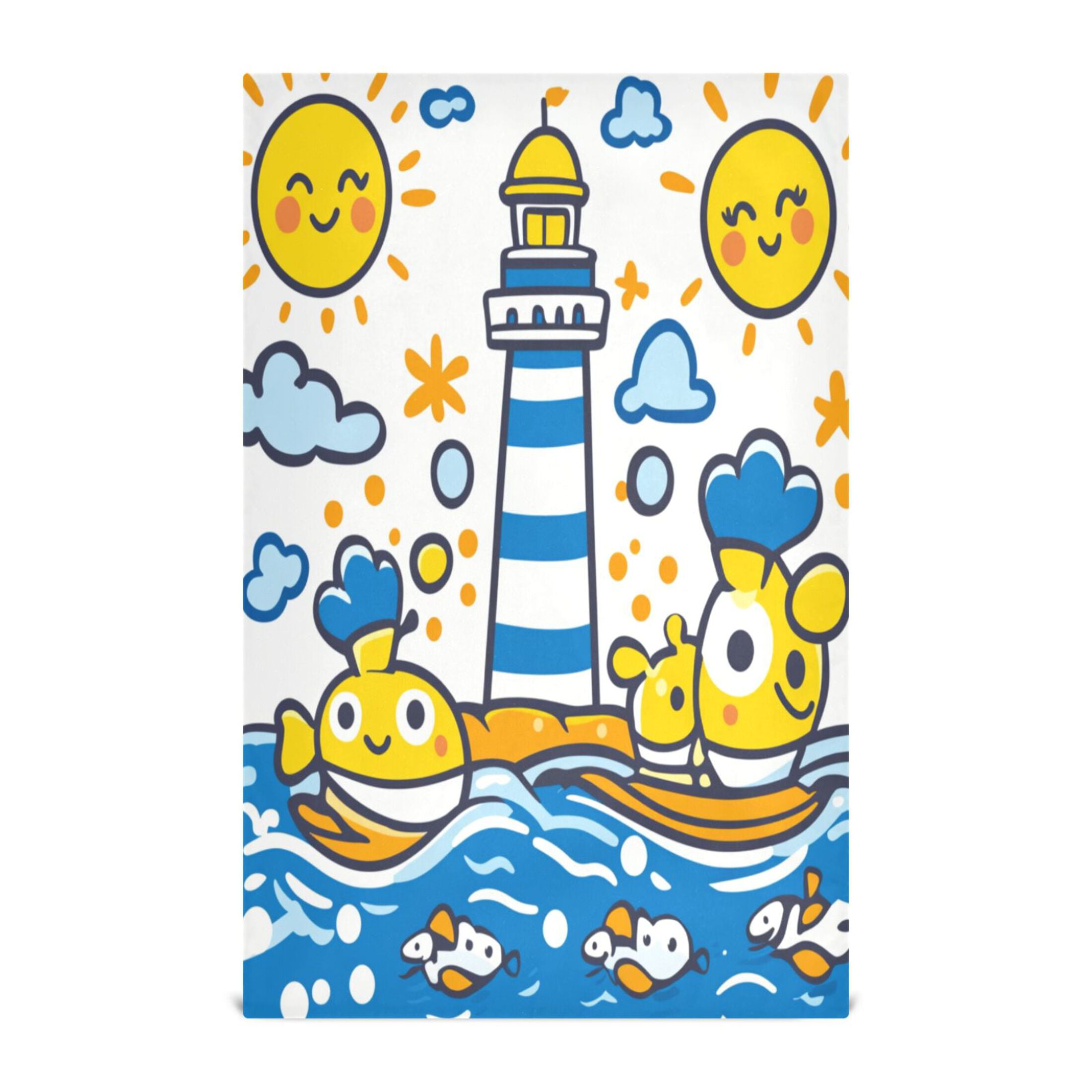 Children Doodle Style Kitchen Towels 6-Piece Pack Tea Towels for Kitchen Decorative Waffle Design 28x18in
