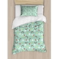 thumbnail image 1 of Children Duvet Cover Set Twin Size, Rainbow Sky with Clouds Heart and Sun Love Baby Playroom Theme, Decorative 2 Piece Bedding Set with 1 Pillow Sham, Mint Green and Multicolor, by Ambesonne, 1 of 3