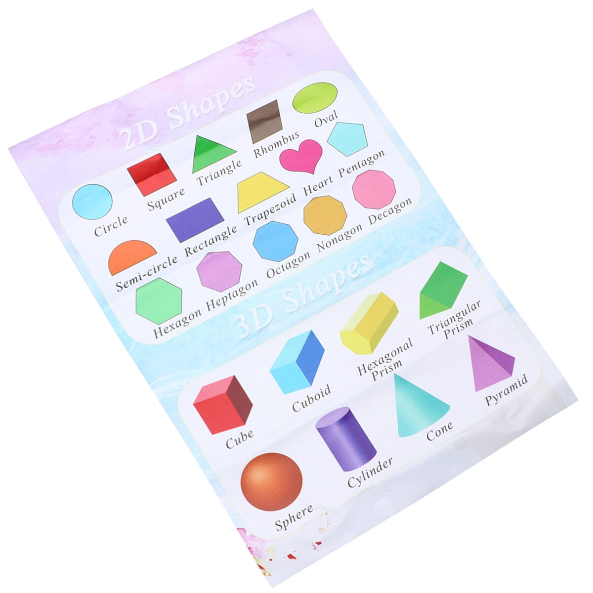 Children Early Education Wall Map Self-adhesive 2D and 3D Shapes Chart ...