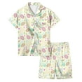 thumbnail image 1 of Children Easter Pajama Girls Bunny Print and Egg Print Cute Short Sleeved Button Down 2-Piece Sleepwear Pjs for Kids Yellow,3-4Y, 1 of 5