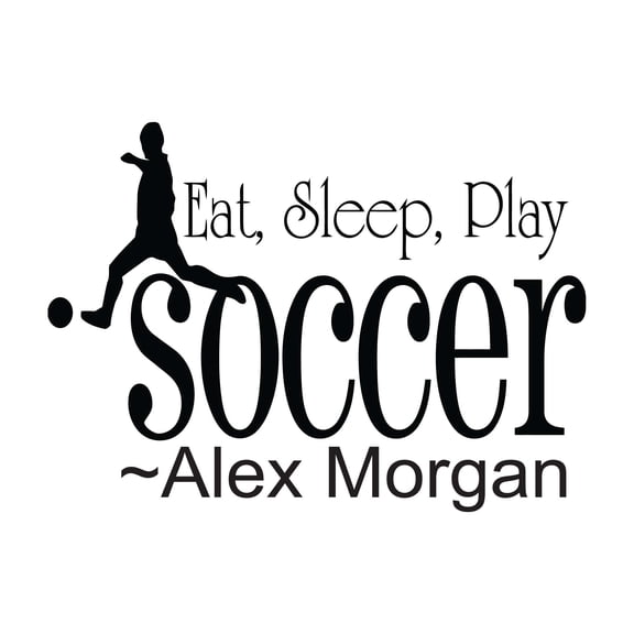 Children Eat Sleep Play Soccer Motivational Quote Wall Decal Decoration Soccer Player Silhouette Sports Soccer Player Quotes Lasts Years and Easily Removable - Size: 10 In(W) x 7 In(H)