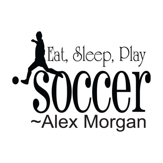 Children Eat Sleep Play Soccer Motivational Quote Wall Decal Decoration Soccer Player Silhouette Sports Soccer Player Quotes Lasts Years and Easily Removable - Size: 30 In(W) x 21 In(H)