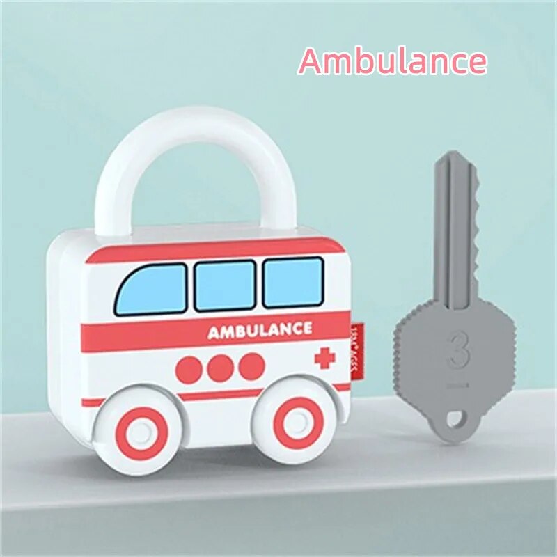 Children Educational Toys Kids Learning Lock with Keys Car Numbers ...
