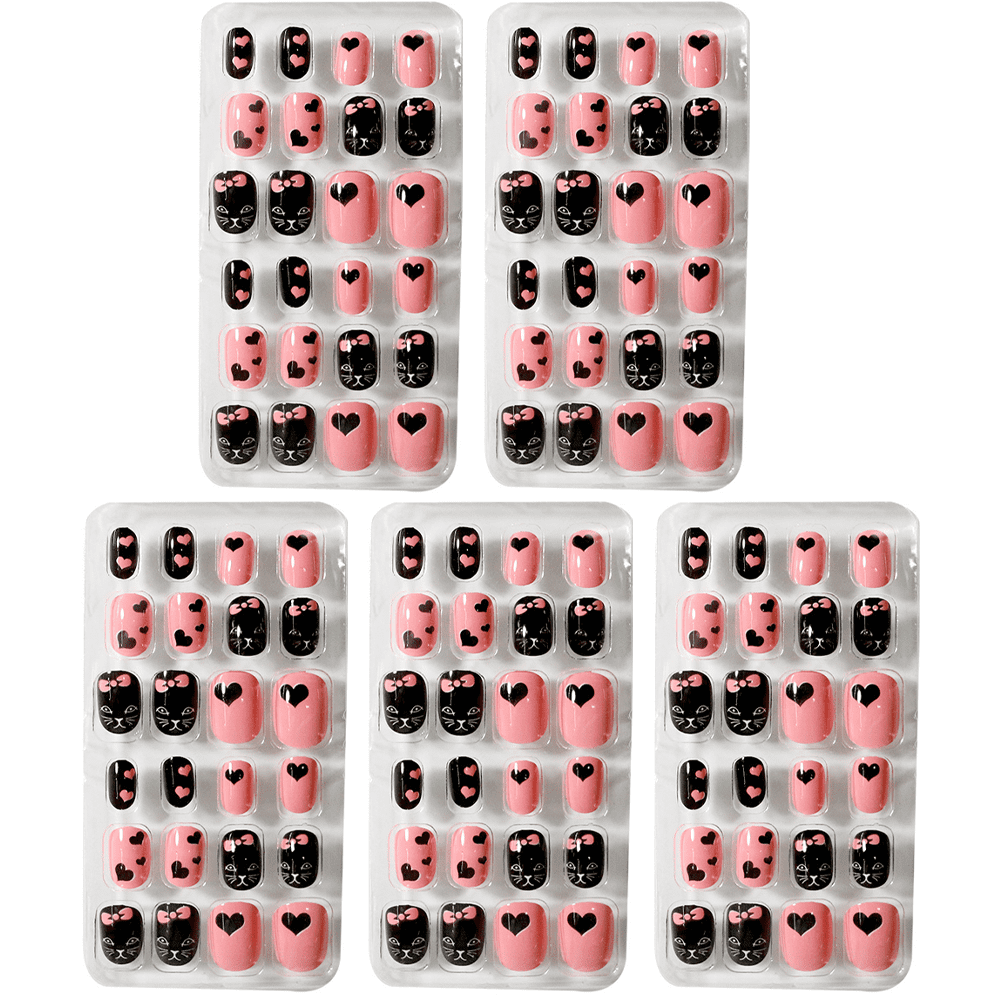 Children False Nails Kids Girls Press on Short Artificial Fake Nails