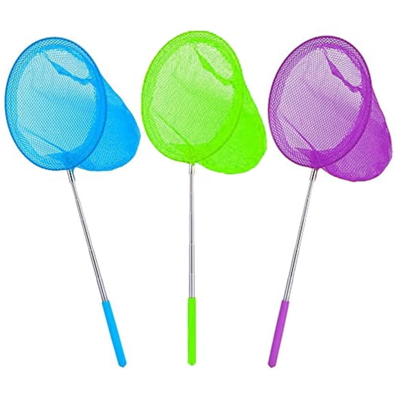 Children Fishing Net Stainless Steel Retractable Net for Kids Outdoor Play - 3 Pack, Extendable Fishing Pole Net for Catching Bugs, Pond Dipping, Nature Exploration