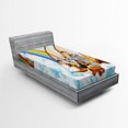 thumbnail image 1 of Children Fitted Sheet, Many Animals on a Boat Noah's Ark in Fluffy Clouds with Rainbow Fantasy Cartoon, Soft Decorative Fabric Bedding, Twin XL Size, Multicolor, by Ambesonne, 1 of 2