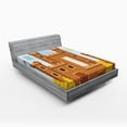 thumbnail image 1 of Children Fitted Sheet, Video Game Background with Castle Leisure Hobby Activity Kids Youth Design, Soft Decorative Fabric Bedding, Queen Size, Pale Caramel Blue, by Ambesonne, 1 of 2