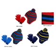 thumbnail image 1 of Children Fleece Lined Striped Earflap Hat & Magic Glove Sets - Assorted Colors, Case of 24, 1 of 1
