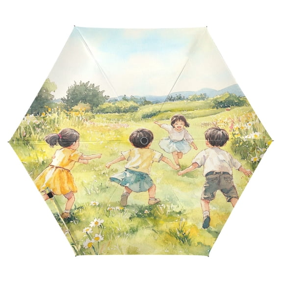 Children Folding Umbrella UV50+ Waterproof Sun Protection Auto Open Close Compact Fiberglass Frame