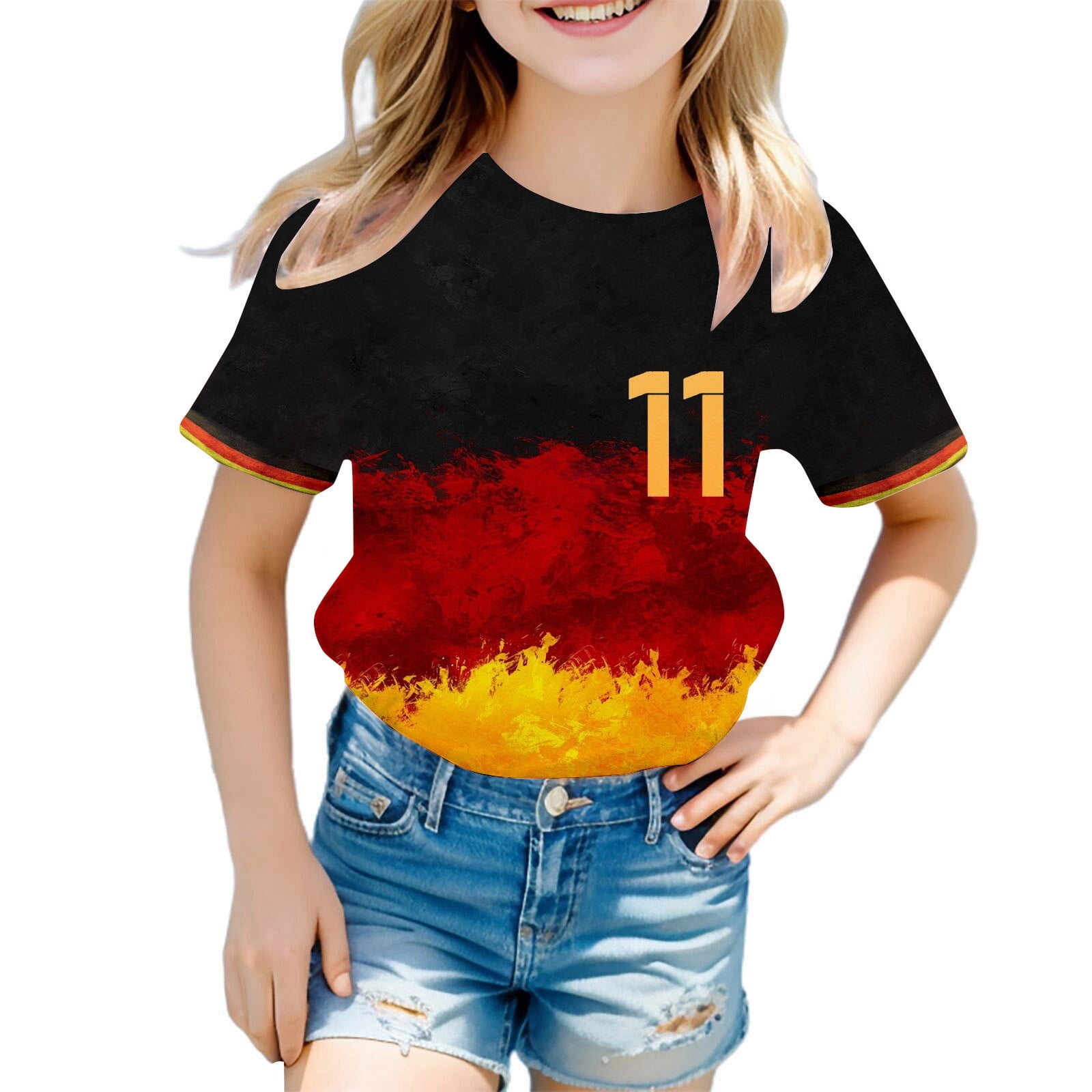 Children Germany Theme Summer T Shirts for Girls Part Print Short