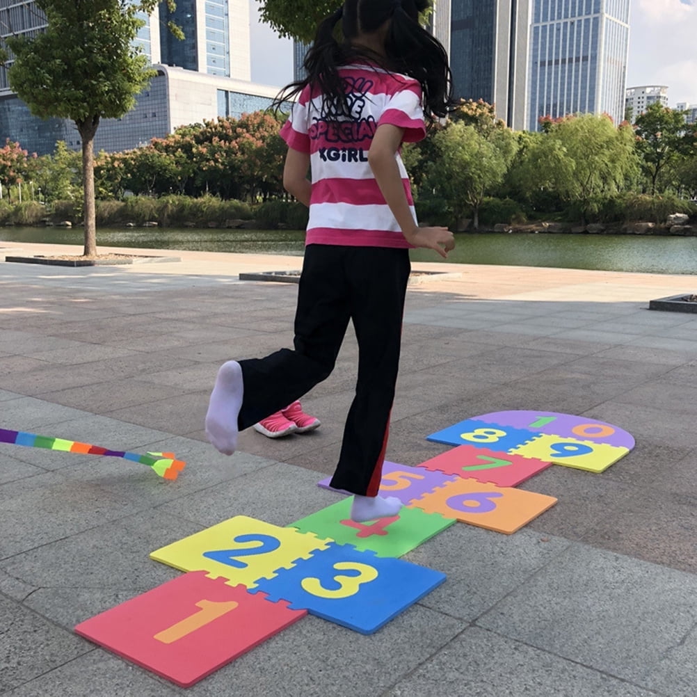 Children Giant Hopscotch Mat Game Soft EVA Foam Interlocking Tiles Indoor Outdoor Garden Family Game Toys