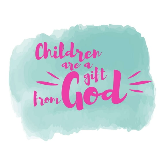 Children Are a Gift From God Jesus Love Religious Quote Watercolor Design Wall Art Sticker Designs Vinyl Stickers For Home House Walls Rooms Windows Bedroom Decoration Size (28x28 inch)