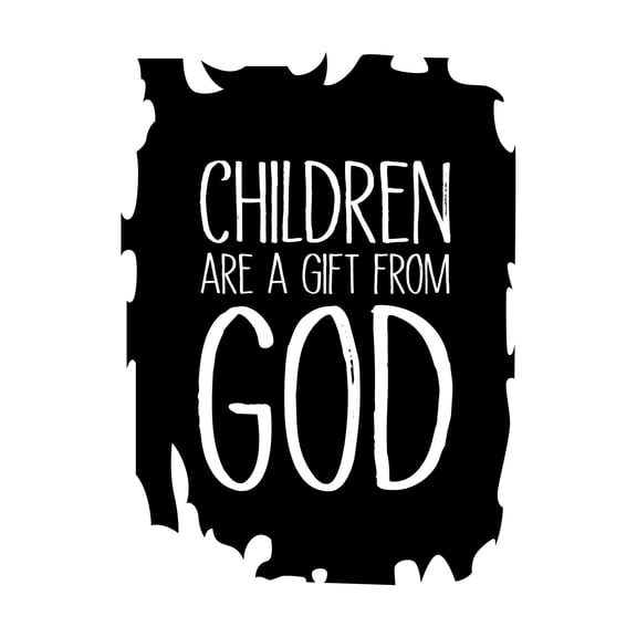 Children Are a Gift From God Psalm 127.3 Religious Bible Verse Vinyl Decor Wall Art Sticker Designs Vinyl Stickers For Home House Walls Rooms Windows Bedroom Decoration Size (20x20 inch)