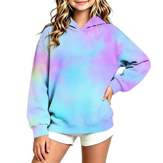 Children Girls Gradient Hoodies Sweatshirt Long Sleeve Pullover Sweatshirt for Girl for Fall Winter