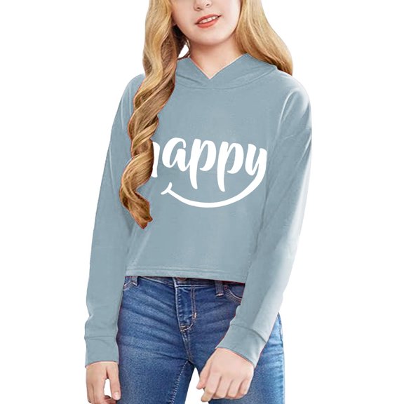 Children Girls Long Sleeve Letters Solid Color Short Hoodie Hoodie Top for Large Children Lightweight Sweater with Zipper Kids Hoodie 12 Month Boy Clothes Fall Girls 14 Sweatshirt 4t Hoodies