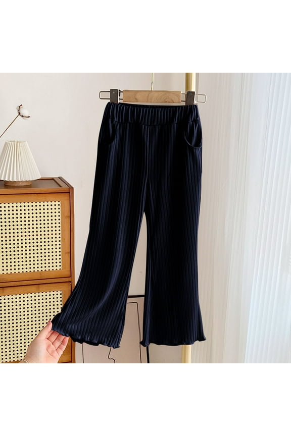 Children Girls Summer Pants Solid Color Loose Fit Girl Long Pants Breathable Trousers