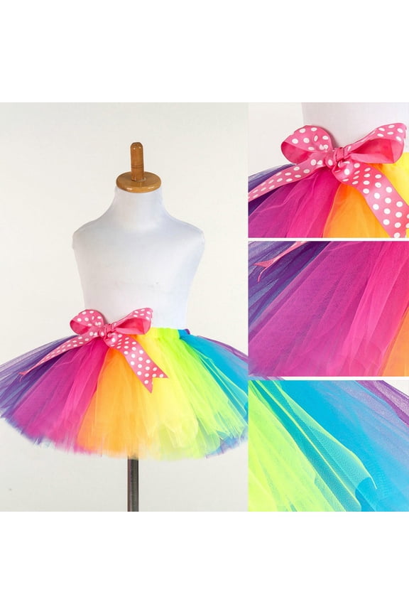 Children Girls Tutu Tulle Party Dance Ballet Kids Rainbow Skirt