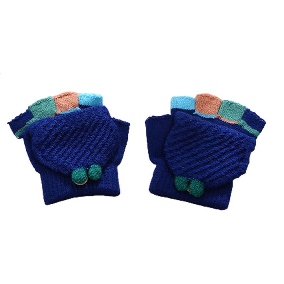 Children Half Finger Gloves with Top Knitted Gloves Cartoon Gloves for Kids Fingerless Winter Warm Mittens